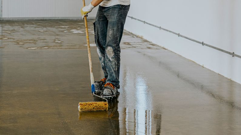 High-gloss polished concrete floor inside a historic Prescott, AZ storefront